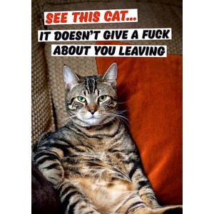 Greeting card LARGE | See This Cat - It Doesn't Give a Fuck About You Leaving